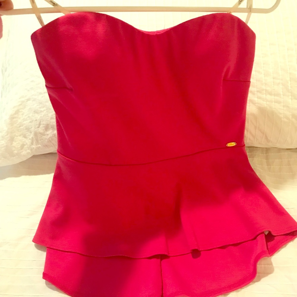 Guess peplum strapless top